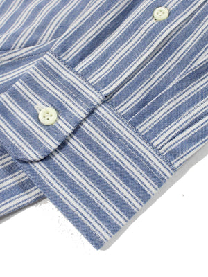 Dress Shirt Men White Blue Stripes