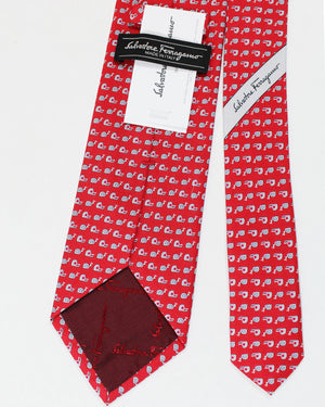 Salvatore Ferragamo Tie Red Snail Design SALE