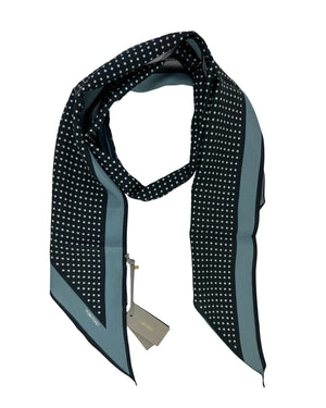 Tom Ford Silk Ascot Tie/ Scarf Metal Blue Dots