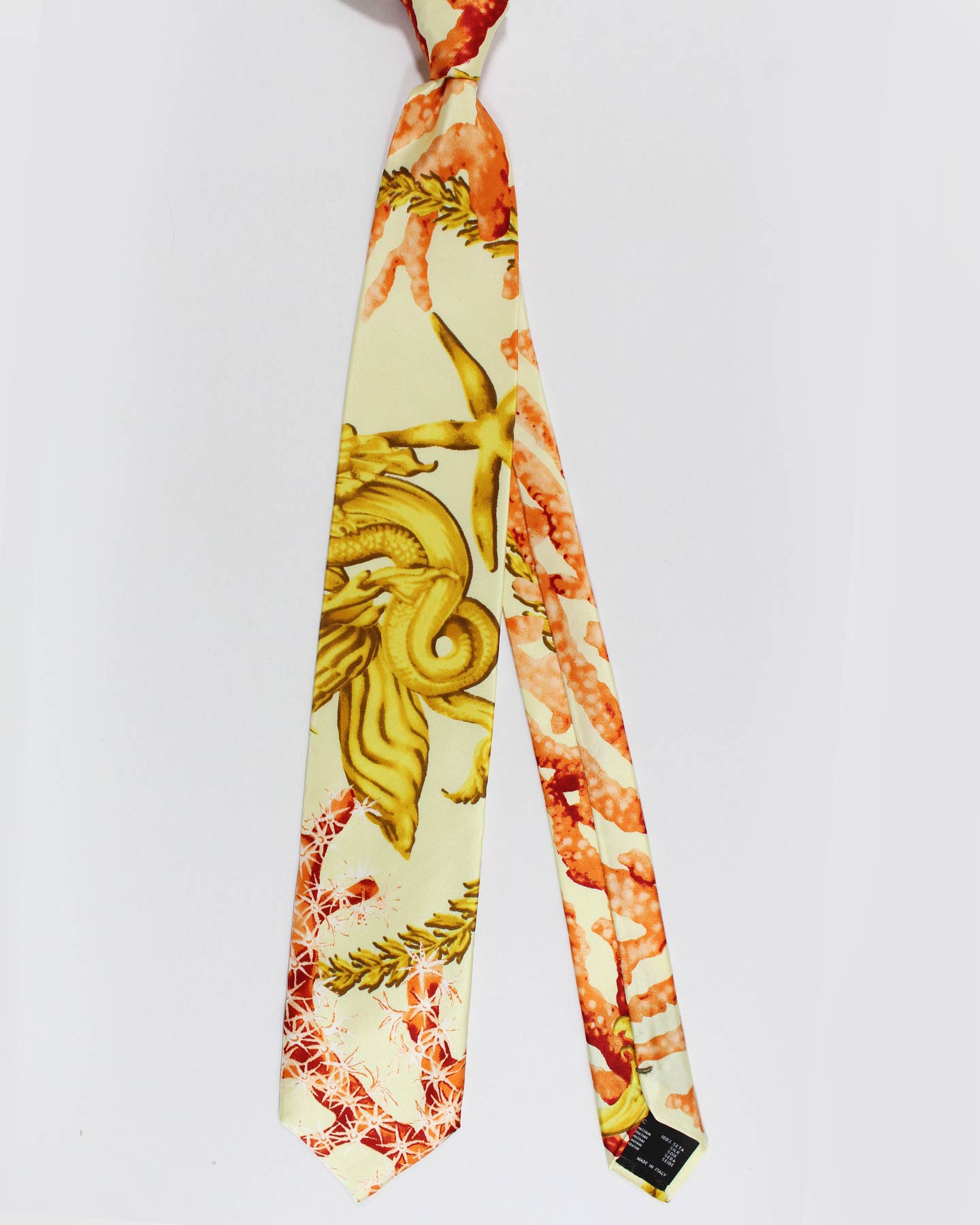 Versace Silk Tie Yellow Coral & Gold Design
