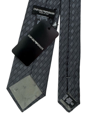 Armani Necktie Charcoal Gray Diamond Grid