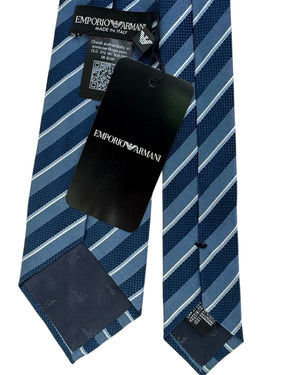 Armani Tie Navy Midnight Blue Waffle Stripe