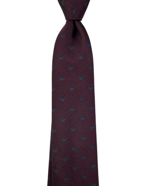 Armani Tie Maroon Micro Eagle Logo Design