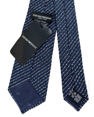 Armani Tie Navy Diagonal Rope Stripe - Cotton Silk