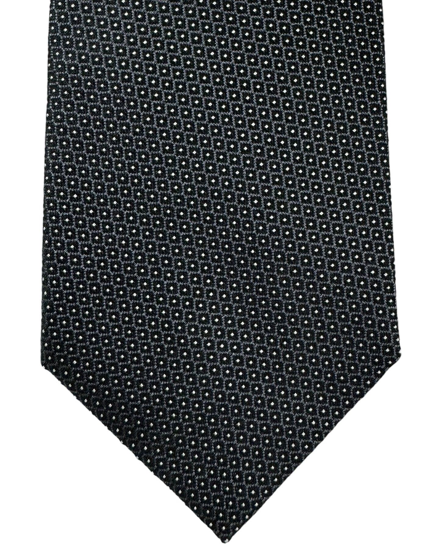 Armani Silk Tie Black Silver Micro Pattern Armani Collezioni