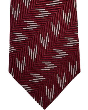 Armani Tie Bordeaux Red Silver Design