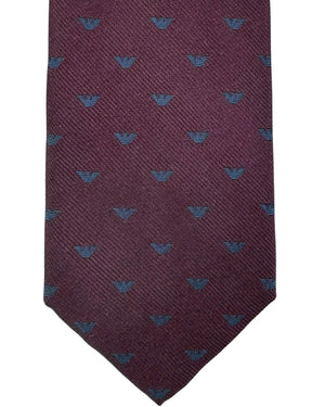 Armani Tie Maroon Micro Eagle Logo Design