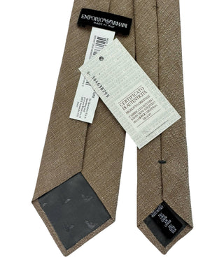 Armani Silk / Linen Tie Textured Brown and Tan