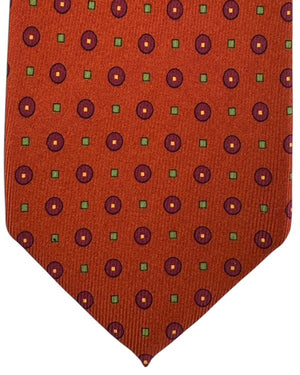 Cesare Attolini Sevenfold Tie Rust Orange Mini Medallions