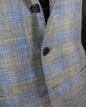 Cesare Attolini Sport Coat Brown Midnight Blue Plaid Blazer EU 50/ US 40 SALE