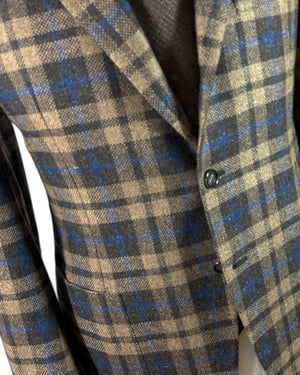 Cesare Attolini Cashmere Sport Coat Brown Plaid Check Blazer EU 48/ US 38 SALE