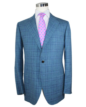 Cesare Attolini Sport Coat Blue Windowpane Blazer