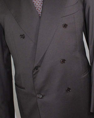 Cesare Attolini Suit Dark Brown Double Breasted Peak Lapel EU 56/ US 46