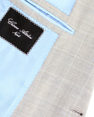Cesare Attolini Wool Suit Light Gray Plaid Check EU 50/ US 40