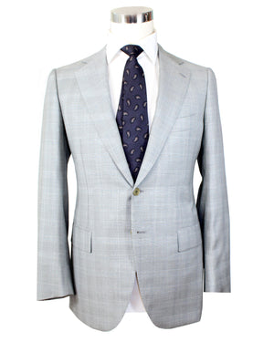 Cesare Attolini Wool Suit Light Gray Plaid Check EU 50/ US 40