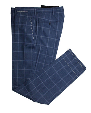 Cesare Attolini Suit Dark Blue Windowpane Pants