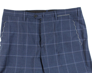 Cesare Attolini Suit Dark Blue Windowpane Double Breasted Peak Lapel EU 52/ US42