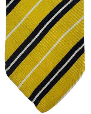 Cesare Attolini Unlined Tie Regimental Mustard Stripes