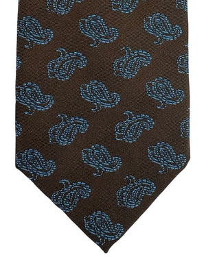 Barba Tie Brown Aqua Paisley Medallion