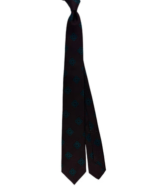 Barba Sevenfold Tie Brown Aqua Medallion