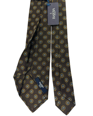 Barba Sevenfold Tie Brown Gold Blue Circular Medallion