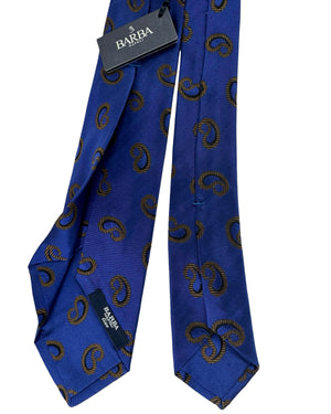 Barba Sevenfold Tie Royal Blue Brown Paisley