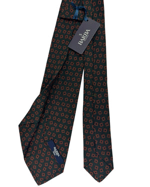 Barba Sevenfold Tie Dark Green Red Geometric Square