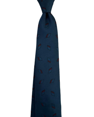 Barba Sevenfold Tie Geometric Teal Brown Diamonds
