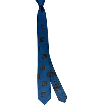Barba Tie Midnight Blue Brown Geometric