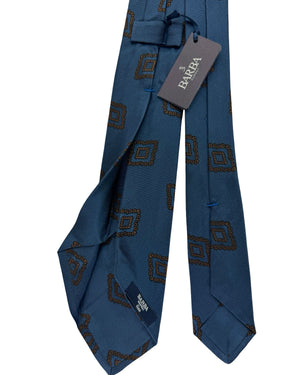 Barba Sevenfold Tie Midnight Blue Brown Geometric