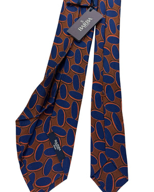 Barba Sevenfold Tie Navy Brown Orange Ovals