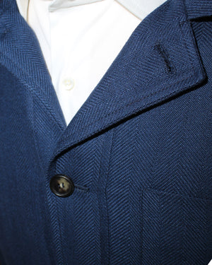 Luigi Borrelli Coat Navy Wool Linen