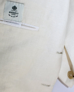 Luigi Borrelli Sport Coat Beige-White Linen Wool EU 46 / US 36