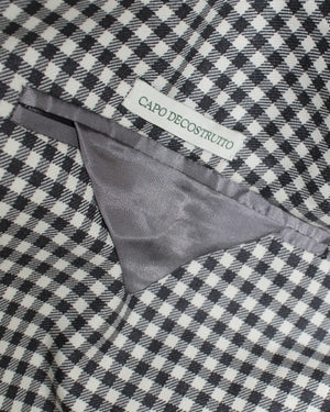 Luigi Borrelli Sport Coat White Black Check - Double Breasted - Wool Silk