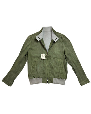 Luigi Borrelli Suede Leather Green Jacket EU 52 / US 42