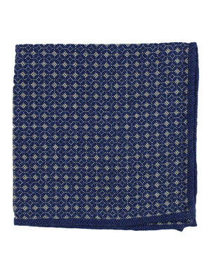 Luigi Borrelli Wool Pocket Square Navy Gray