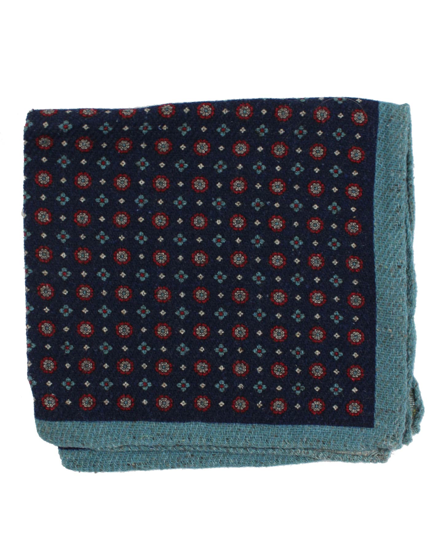 Luigi Borrelli Wool Silk Pocket Square Dark Blue Design