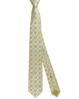 Luigi Borrelli Sevenfold Tie Silver Chartreuse Design ROYAL COLLECTION - SALE
