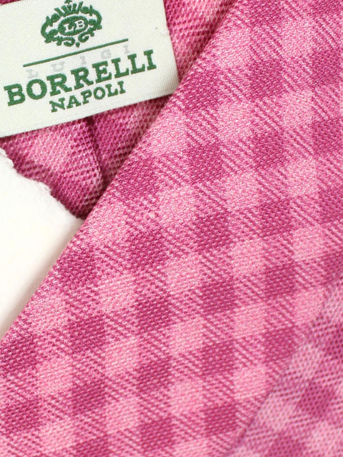 Luigi Borrelli Tie Cranberry Pink Ginghma Design