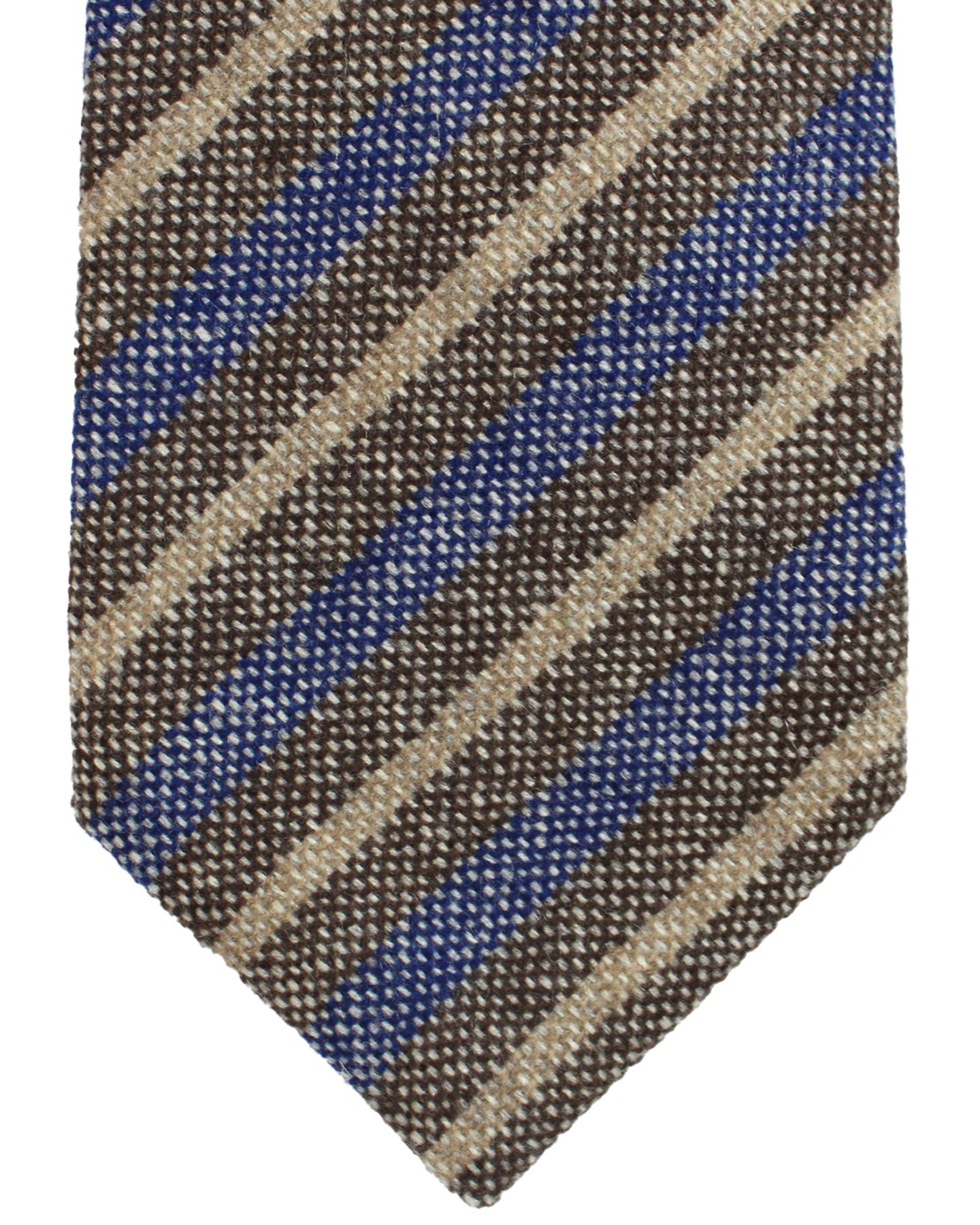 Luigi Borrelli Tie Brown Lapis Blue Stripes Design