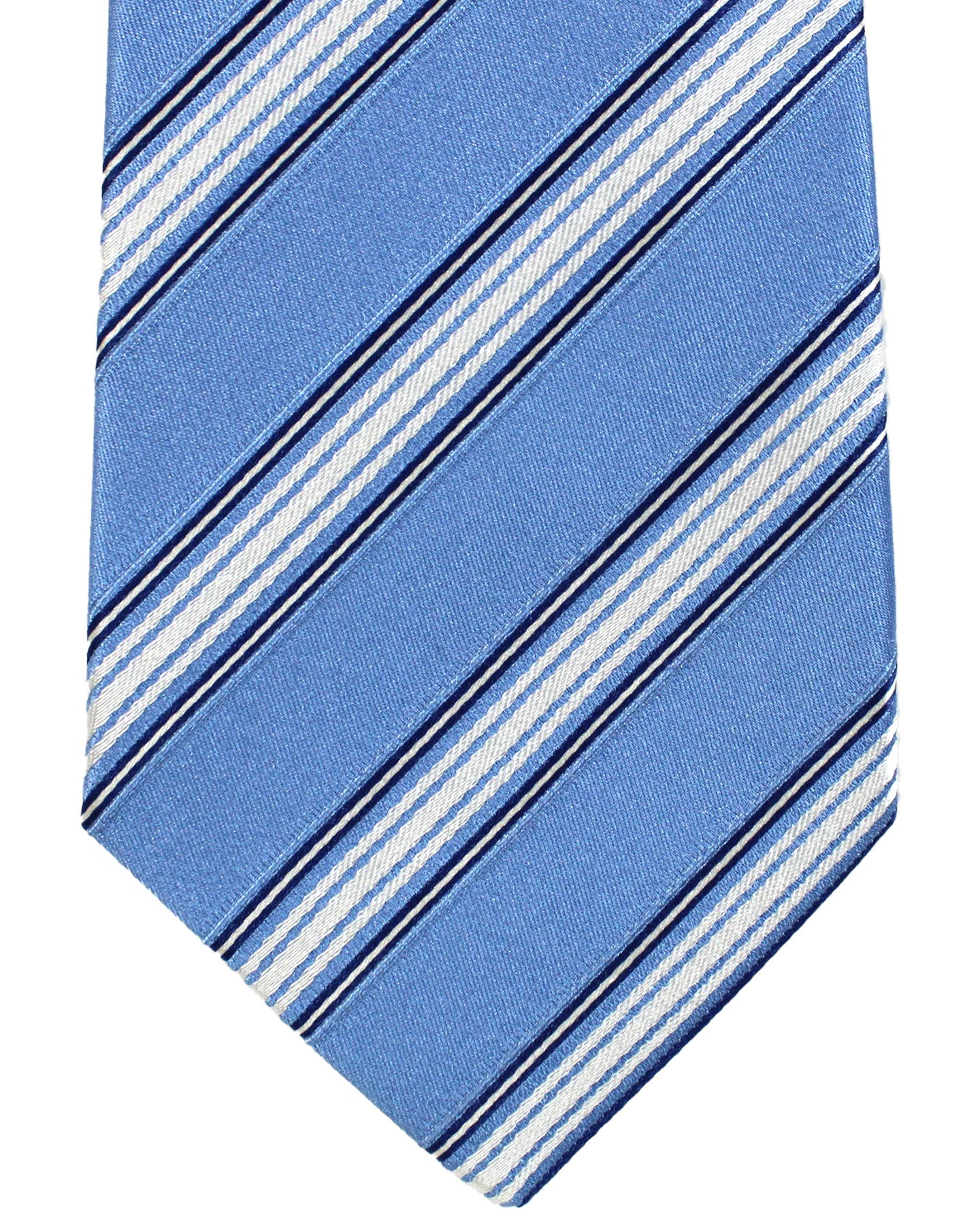 Luigi Borrelli Silk Tie Sky Blue Stripes