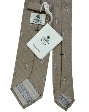 Luigi Borrelli Unlined Tie Taupe Gray Paisley SALE