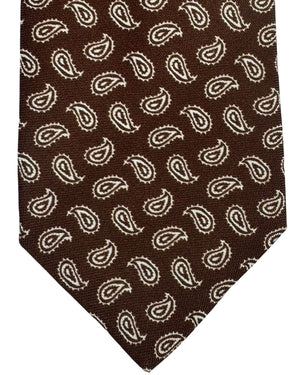 Borrelli Silk Tie Brown White Paisley