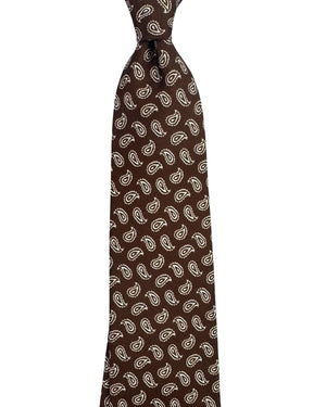 Luigi Borrelli Silk Tie Brown White Paisley