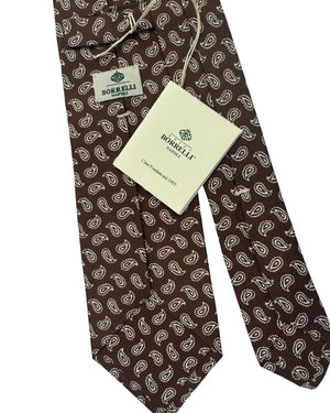 Luigi Borrelli Silk Tie Brown White Paisley