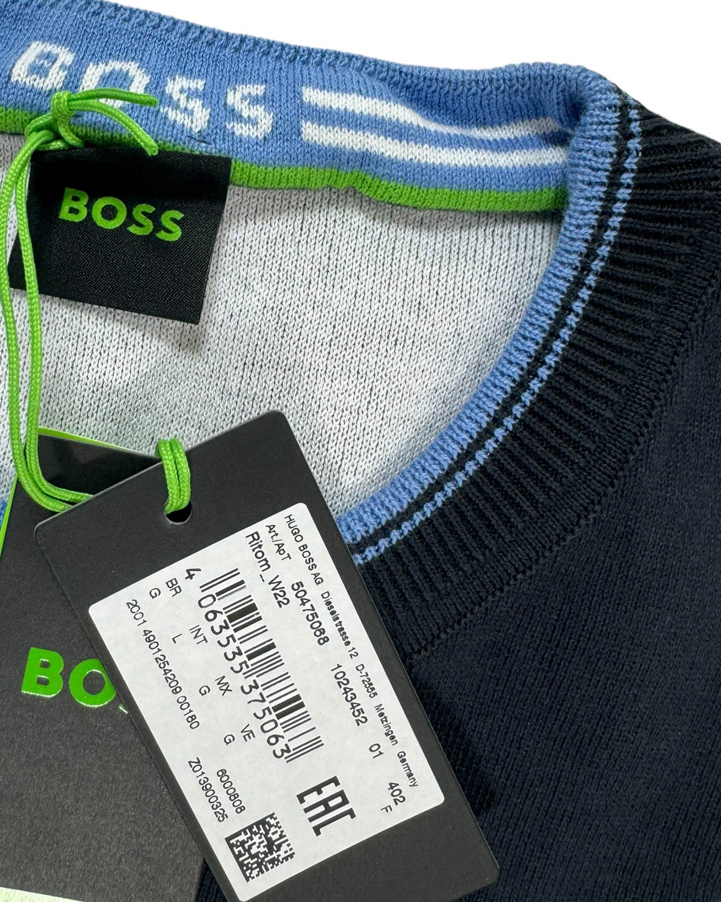 Hugo Boss Crewneck Sweater Blue Navy New