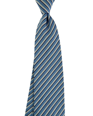 Brioni Tie Gray Blue Navy Stripes