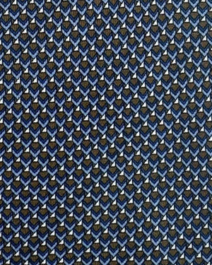 Brioni Silk Tie Midnight Blue Brown Micro Geometric