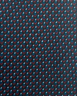 Brioni Silk Tie Black Teal Red Micro Geometric