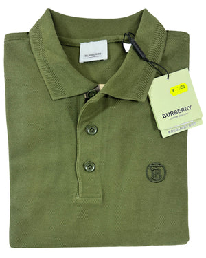 Burberry Men Polo Shirt Eddie Olive Cotton